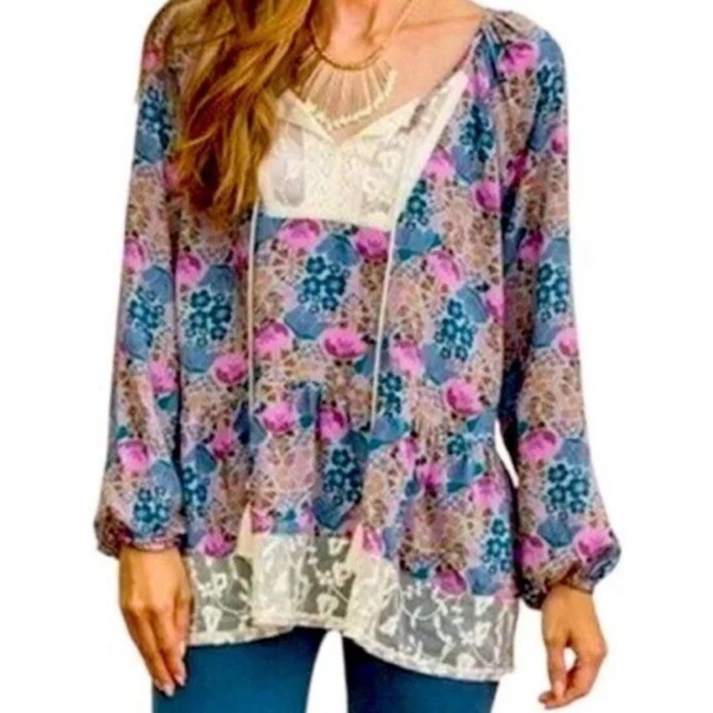 Matilda Jane Womens Make Believe Sew‎ Perfect Top Blouse Large Boho New